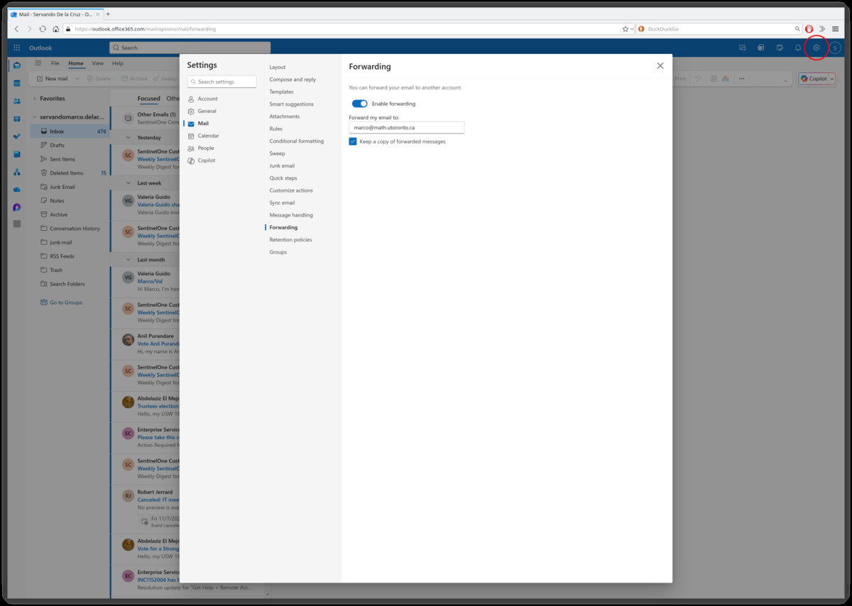 Outlook forwarding